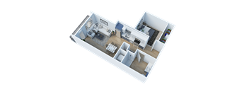Side view of 1 Bedroom 3D floor plan