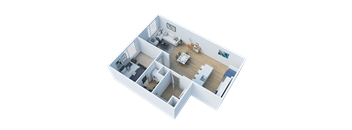Side view of 1 Bedroom 3D floor plan