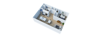 Side view of 1 Bedroom 3D floor plan