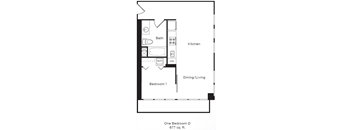 a floor plan of one bedroom