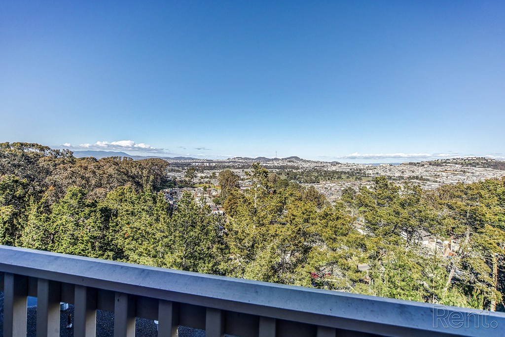a view of the city from the balcony