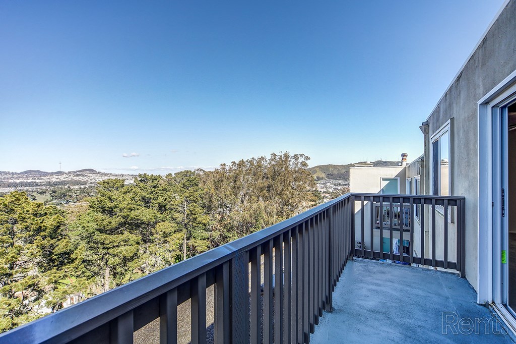 Apartments for Rent in Daly City, CA - Terrace View - Private Balcony with View of Trees.