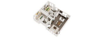 a 3d floor plan of an apartment