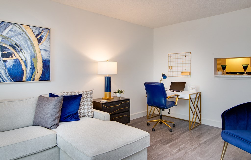Living room and desk  Aqua 2800 Apartments in Oakland Park Florida