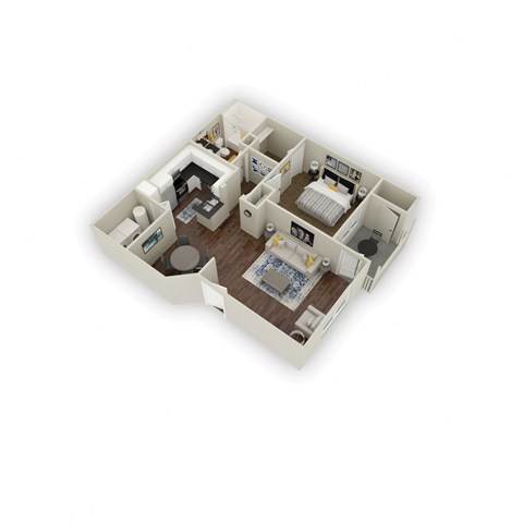 a floor plan of a small apartment with a bedroom and a living room at Ascent Apartments, Cottonwood Heights