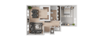 1 Bedroom 1 Bath Floor Plan at Troutdale Terrace, Oregon
