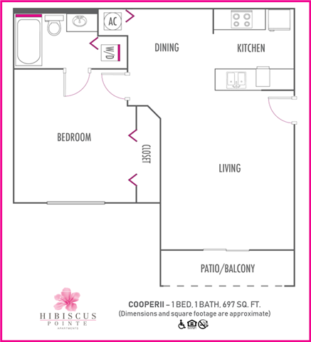 One bedroom floor plan at Hibiscus Pointe, Florida