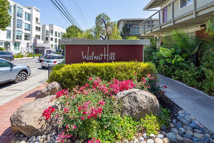 Walnut Hill Apartments in Walnut Creek, CA exterior signage at entry
