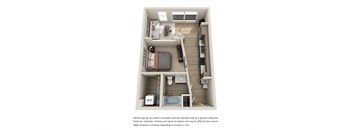 One bedroom floor plan 595 square feet