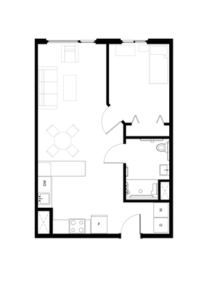 one bedroom floor plan at TRILLIUM LANDING, JUNEAU Alaska