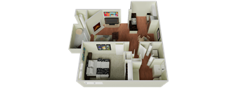 One bedroom Floor Plan l The Edge Apartments in Davis, CA