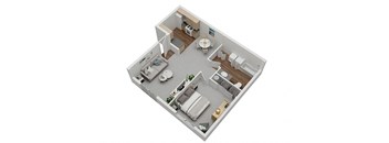 Devonwood 1 Bedroom 1 Bath downstairs floorplan