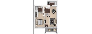 Clocktower Village 1x1 3D floor plan