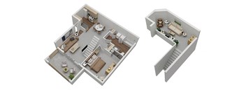 Devonwood 1 Bedroom 1 Bath upstairs with loft floorplan