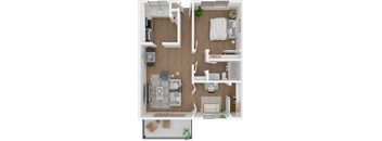 a floor plan of a 1 bedroom apartment at the residences at silver hill in suitland,