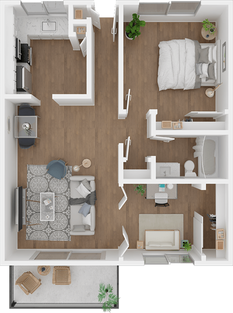 a floor plan of a 1 bedroom apartment at the residences at silver hill in suitland,