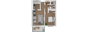 a floor plan of a 1 bedroom apartment at the residences at silver hill in suitland,