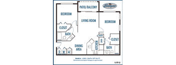 Two bedroom floor plan Banyan Pointe in Coconut Creek Florida