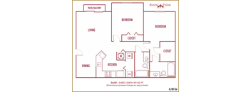 Two bedroom floor plan Bonita Pointe in Florida City Florida