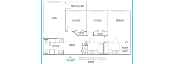 Two bedroom floor plan Cross Keys in North Lauderdale Florida