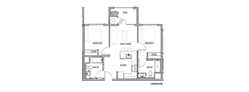 the floor plan of 2 bedroom apartment at Lincoln Avenue Apartments, Calistoga, CA