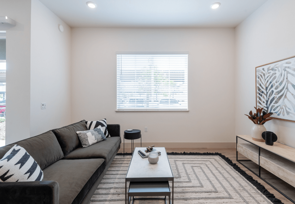 Living area with large windows