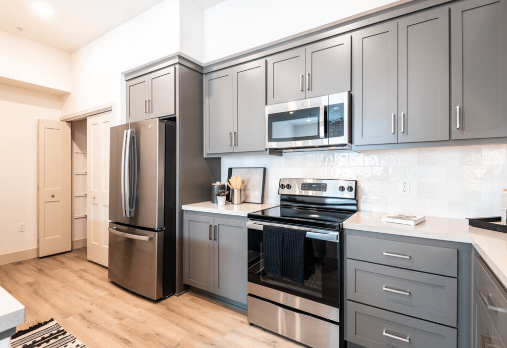 Pet-Friendly Apartments in Lathrop CA - Towne Centre - Modern Kitchen with Sleek Flooring