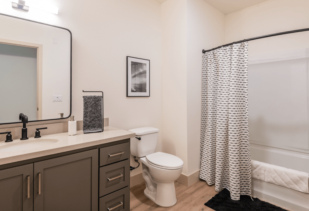 Bathroom vanity with full tub