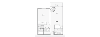 1 Bedroom 1 bath floorplan