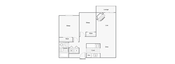 2 bedroom 1 bath floorplan