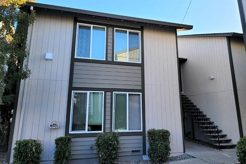 Community exterior and staircase