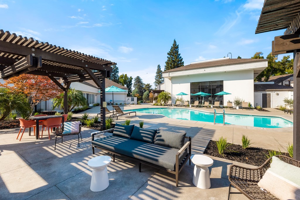 Arlo pool area with BBQ and lounge area