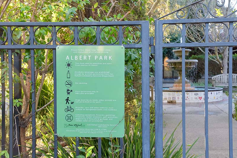 Sign of Albert Park at 215 Bayview Apartments, San Rafael, CA, 94901