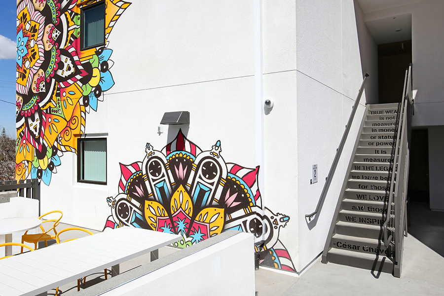 Community mural and picnic seating