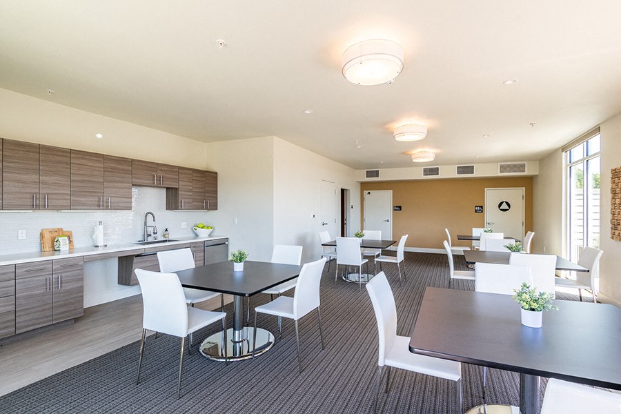Open kitchen area with lots of cabinetry