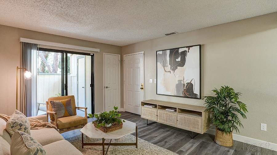 living room with patio