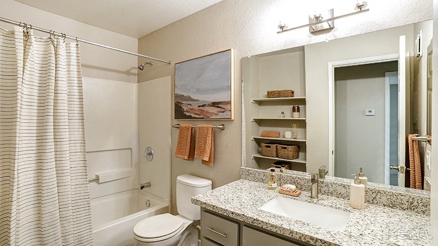 bathroom sink and shower