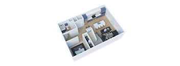 Top view of 2 Bedroom 3D floor plan