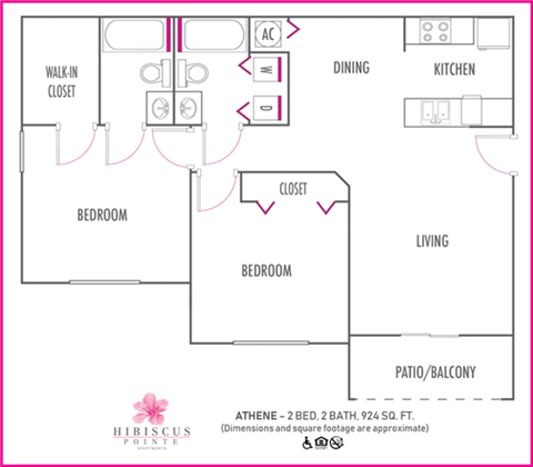 Two bedroom floor plan at Hibiscus Pointe, Florida , 33147