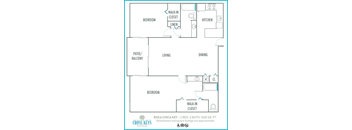 Two bedroom floor plan Cross Keys in North Lauderdale Florida