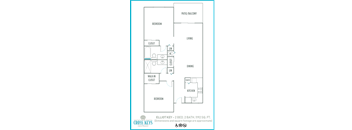 Two bedroom floor plan Cross Keys in North Lauderdale Florida