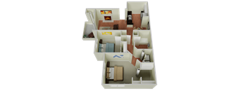 Two bedroom Floor Plan  l The Edge Apartments in Davis, CA