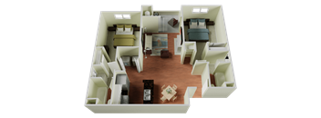 Two bedroom Floor Plan l The Edge Apartments in Davis, CA