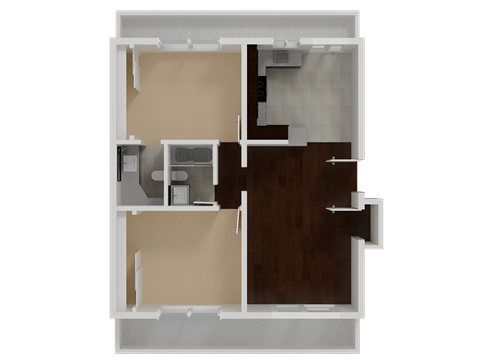 2D floorplan layout for 2 bedroom