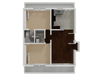 2D floorplan layout for 2 bedroom