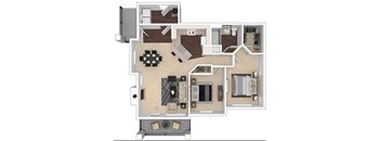 Clocktower Village 2x1 3D floor plan