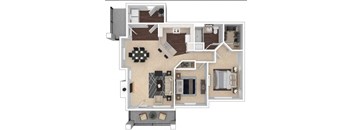 Clocktower Village 2x1 3D floor plan