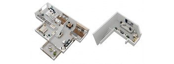 Devonwood 2 Bedroom 1 Bath upstairs with loft floorplan