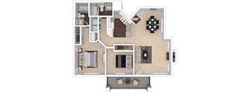 Clocktower Village 2x2 3D floor plan