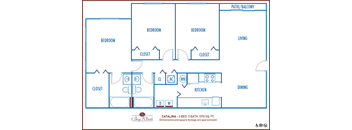 Three bedroom floor plan Entry with monument sign Bay Winds Apartments in Miami Florida